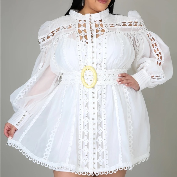 COPY - White Crochet Dress - Picture 1 of 4